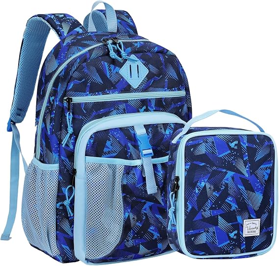 VASCHY Kids Backpack, School Bag Lunch Bag Set for Boys Girls 2-1 School Bookbag Insulated Lunch Box for Preschool,Kindergarten,Elementary