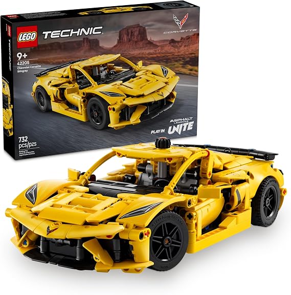 LEGO Technic Chevrolet Corvette Stingray Toy Car - Building Toy Set for Kids, Boys and Girls, Ages 9+ Model Car Kit for Display - Gift Idea for Birthday - 42205