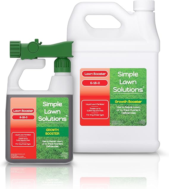 Growth Booster (32 Ounce with Sprayer) and Growth Booster (1 Gallon Refill) - Simple Lawn Solutions Liquid Starter Fertilizer