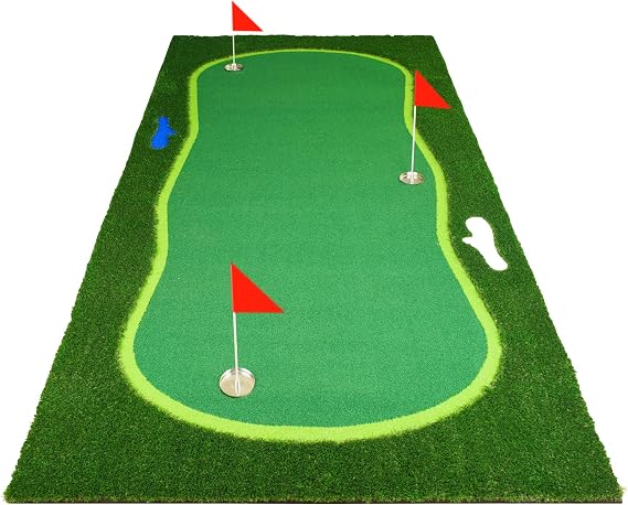 Golf Putting Green, Large Professional Golf Training Mat, Realistic Artificial Grass Turf,Golf Turf Mat with 3 Flags, Golf Game Kids, Putting Practice Green Mat for Indoor Outdoor