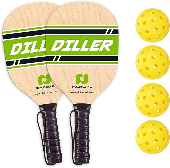 Diller Pickleball Paddle 2 Player Bundle (Set Includes 2 Paddles & 4 Pickleballs)