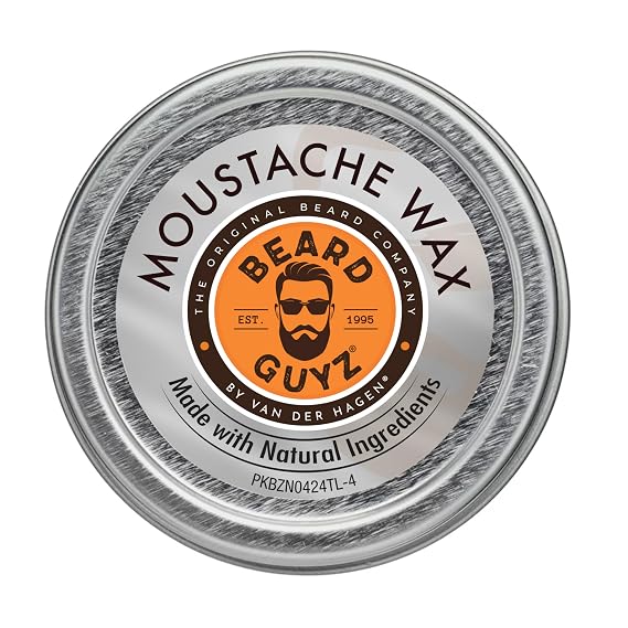 Beard Guyz Moustache Wax Strong Hold Styling for Mustache & Facial Hair Natural Beeswax & Carnauba Wax Grooming Balm for Sculpting, Shaping & Conditioning 1 oz