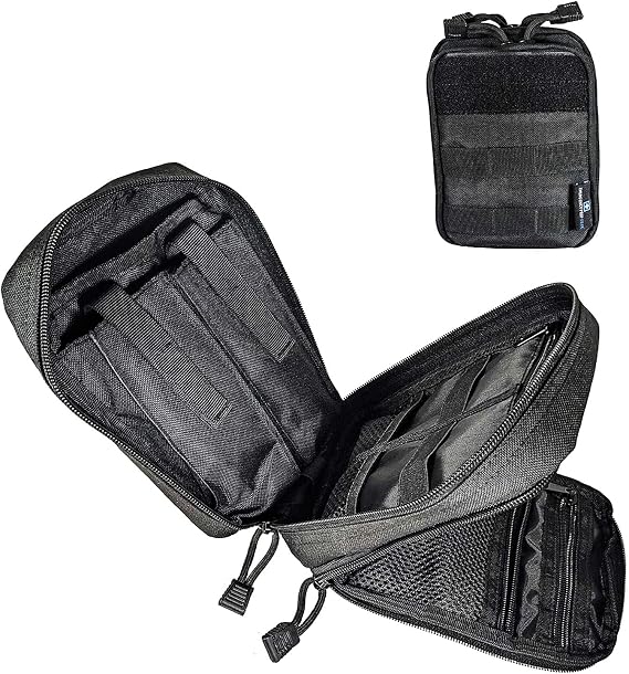 EPG Tactical EDC Organizer, Molle Utility Pouch - First Aid Black Backpack Organizer, Small, Modular Survival Bag