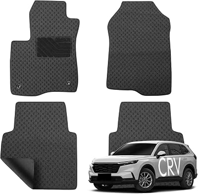 EKR Custom Fit Carpet Floor Mats for Honda CRV 2017-2022,0.3 Inch Thickness Rugs, Premium All Weather Anti-Slip Waterproof Floor Liners Carpets Black Checkerboard