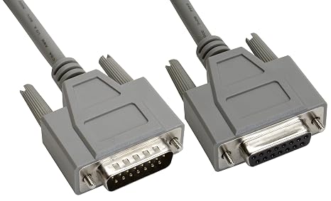 Amphenol CS-DSDMDB15MF-005 15-Pin DB15 Deluxe D-Sub Cable, Shielded, Male/Female, 5', Gray