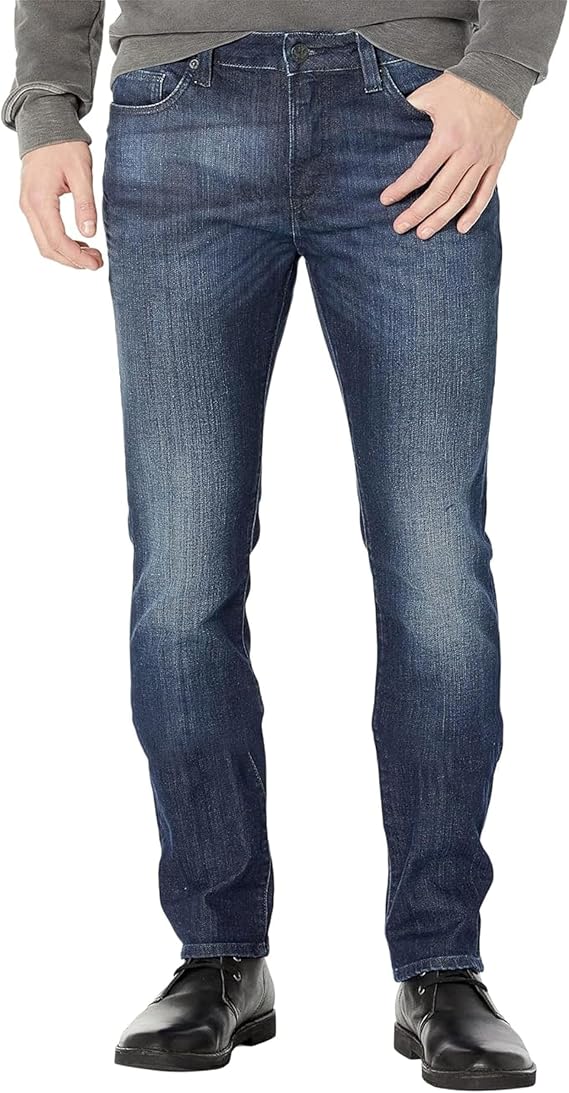 Buffalo David Bitton Men's Slim Ash Jeans, Dark Wash Whiskered and Sanded, 31W x 34L