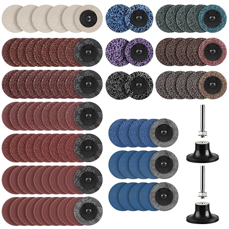 Shinboc 2 Inch Quick Change Sanding Discs Kit with 1/4 inch Holder, 104 PCS