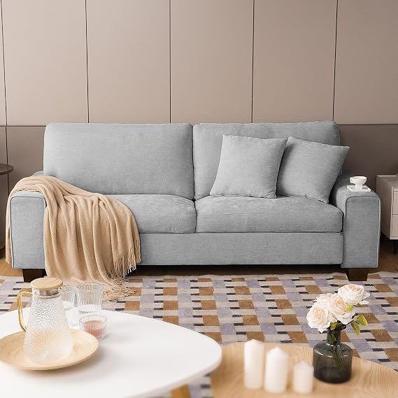 DOPEDIO 71.25" Modern Loveseat Sofa, Light Gray, Couch for Living Room