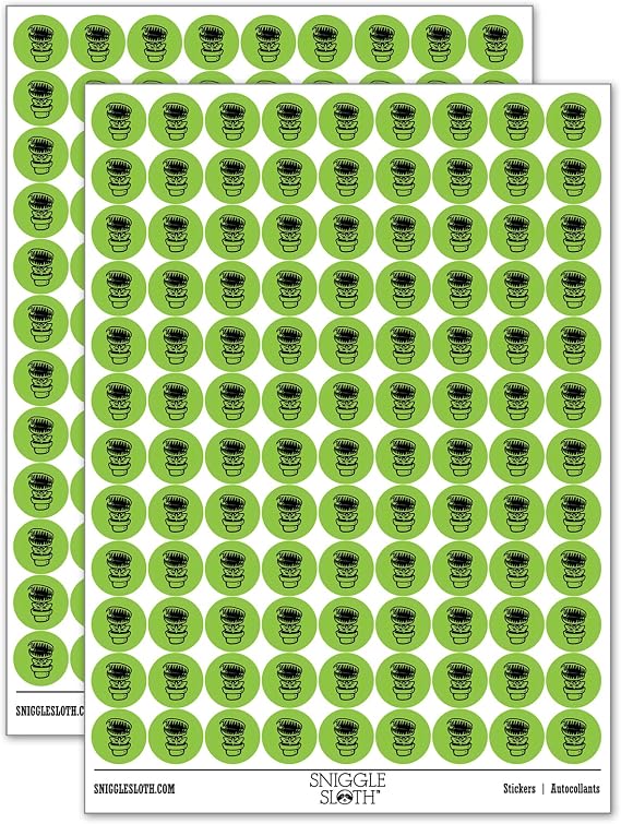 Venus Fly Trap Carnivorous Plant 200+ Round Stickers - Gloss Finish - 0.50" Size - Light Green