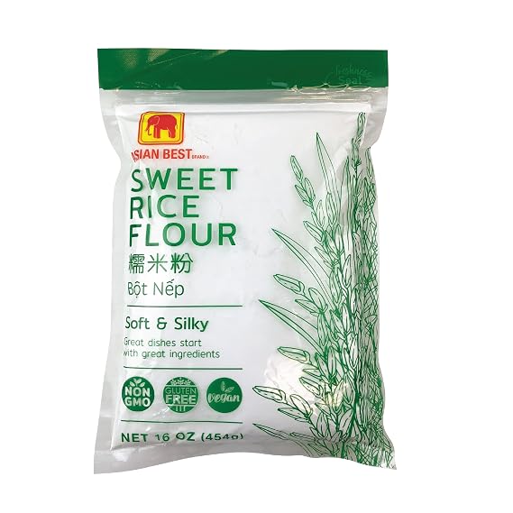 Asian Best Sweet Rice Flour, Soft & Silky, Gluten Free, Non-GMO, Vegan, 16 oz