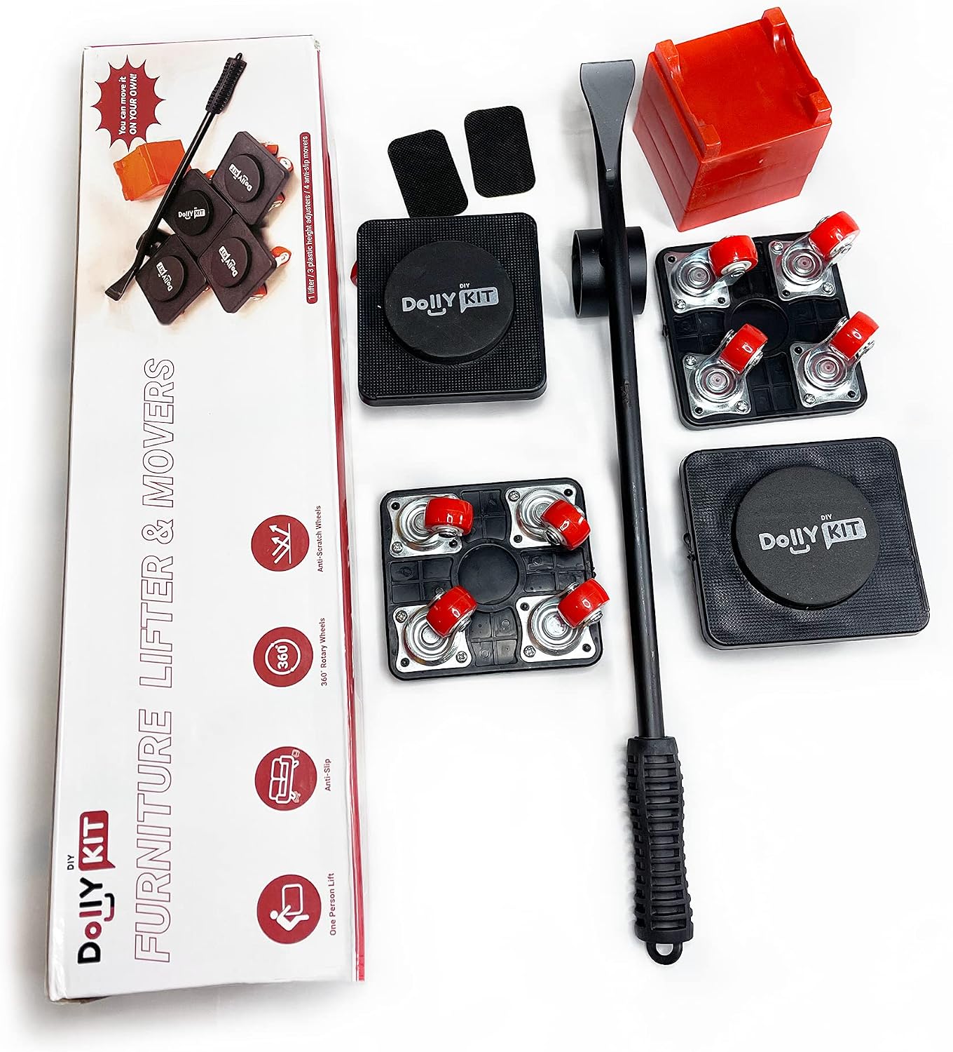 DIY Dolly KIT | Furniture Dolly Four Furniture Movers with a Furniture Lifter and Furniture Jack | Heavy Furniture Roller Move Tools with Wheels