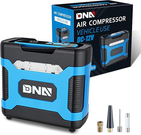 DNA MOTORING TOOLS-00213 Blue 12V DC Digital Tire Inflator Portable Air Compressor with Pressure Gauge for Cars, Bicycles, Motorcycles,Balls