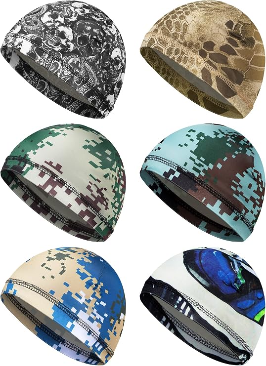SATINIOR 6/12 Pcs Cooling Skull Cap Helmet Liner Sweat Wicking Cap Hard Hat Liner for Men Women Sports Cycling Running