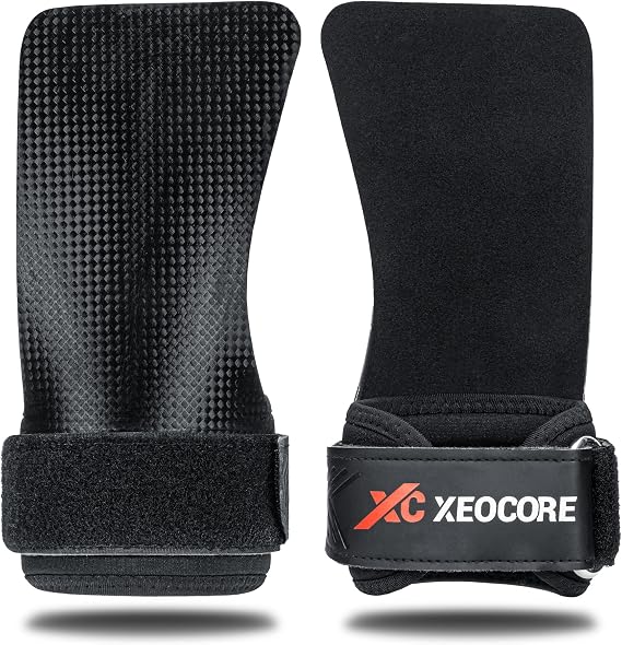 Pro Chalkless Hand Grips, Cross Fit Grips, Pull Up Grips, Weightlifting Grips, Gymnastics Grips. Protects Against Tears & Blisters. Premium Enhanced Grip - Comfortable Wrist Support