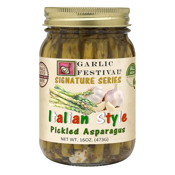Garlic Festival Italian Style Pickled Asparagus Spears Net Wt. 16oz.