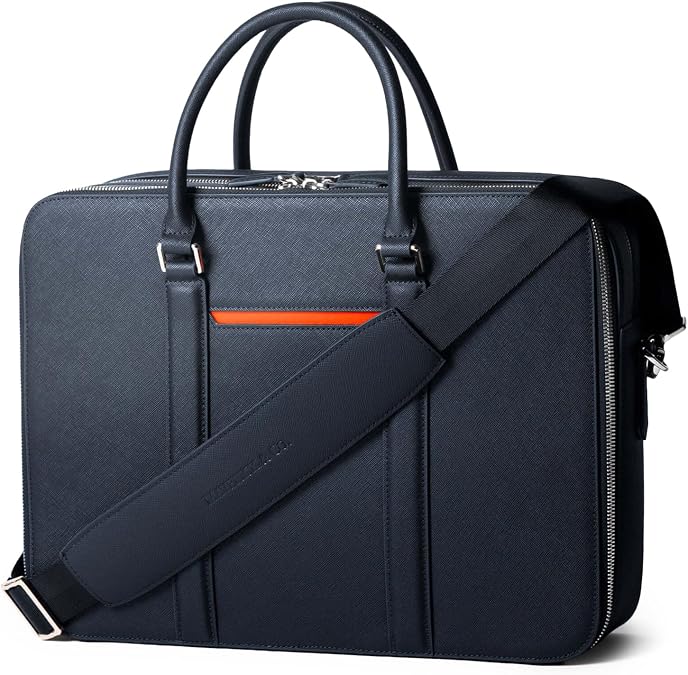 Double-Zip Leather Briefcase by Maverick & Co.