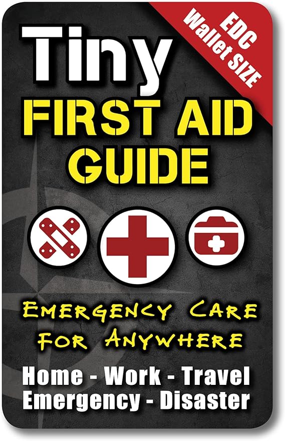 Tiny First Aid Guide Pocket Size | Micro EDC Emergency Medical Guide for Camping, Hiking, Bushcraft & Survival | Waterproof Pocket First Aid Guide w/ 200+ Tips | Fits Wallet, Bug Out Bag or Glove Box