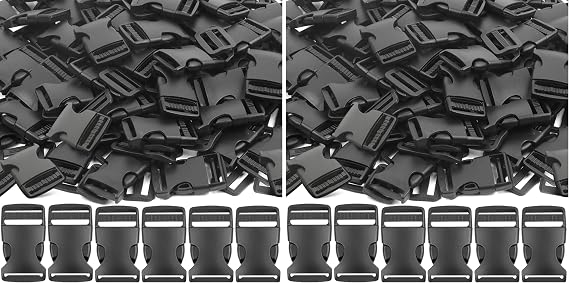 YGDZ 1 Inch Plastic Buckles, 80 Side Release Strap Buckles and Slides Parachute Buckles for DIY Backpack Luggage Strap