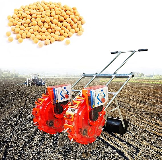 Manual Seeder Handheld Seeding Machine Double Row Sowing Seed Planter, Hand-Push Roller Seeder Spreader Fertilizer Applicator, Manual Planter Efficient Spreaders,7 Mouths