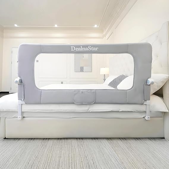 Bed Rail for Toddlers,Foldable Baby Bed Rail-47in/120cm Height Adjustable Safety Guard for Kids, Universal Fit Twin/Full/King/Queen Beds.