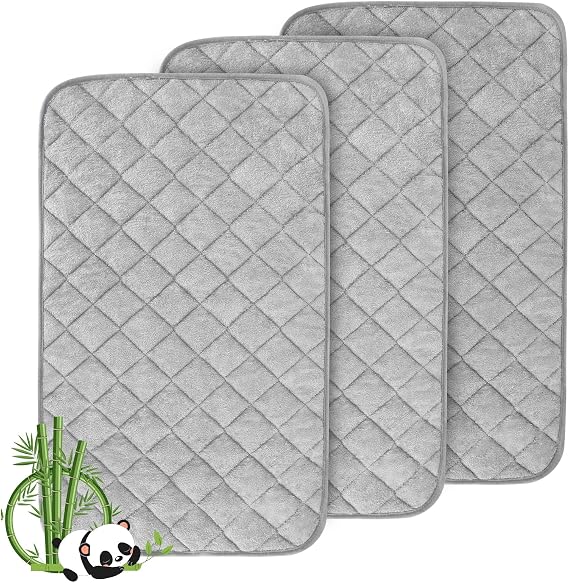 Waterproof Changing Mat Liners 67x34cm 3 Pack – Quilted, Grey