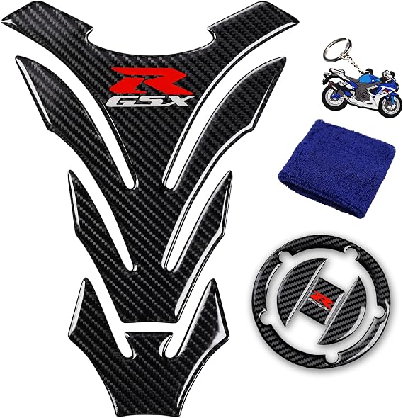 Real Carbon Gas Cap, Fuel Cap Decal, Tank Pad Stickers, Tank Protector for GSXR 600, 750, 1000 K6-K9 L1 2006-2017, 4Pcs Per Set
