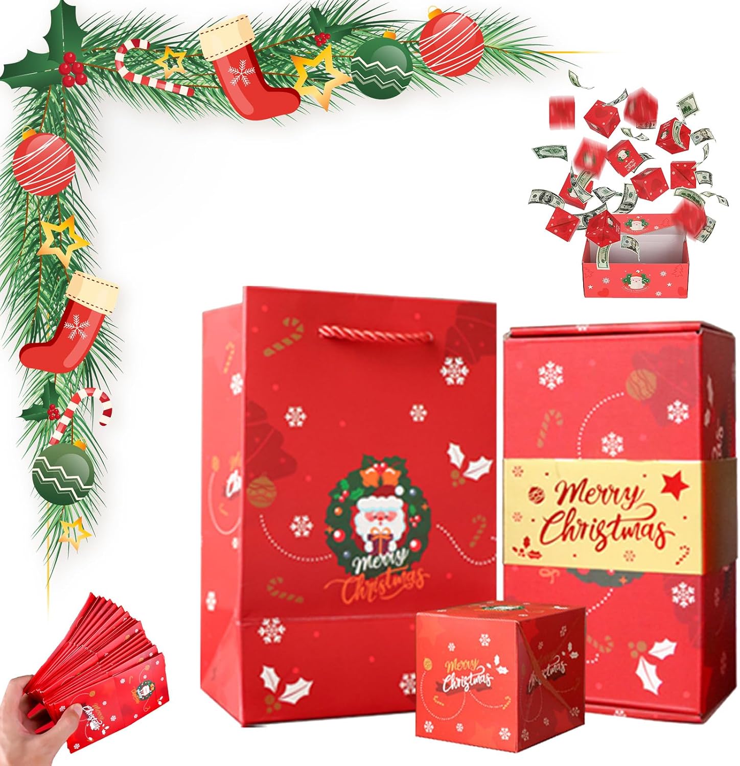 Bombmiss Gift Box, 2024 New Christmas Surprise Gift Box, Surprise Gift Box Explosion, Surprise Box Gift Box for Money, Birthday Surprise Gift Box Explosion, Pop-Up Explosion Gift Box A,22Bounce