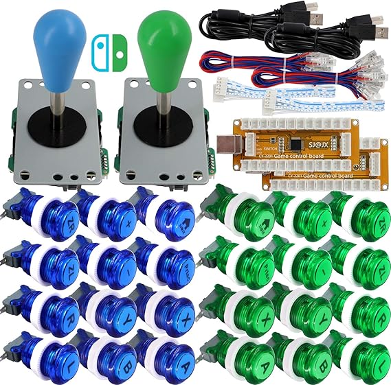 SJ@JX Arcade Game Controller USB Encoder 2 Player Gamepad Microswitch Button 8way Joystick for Nintendo Switch PC PS3 Retropie Raspberry Pi MAME