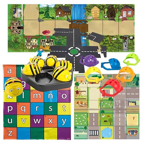 Basic Programming Tool: 6 Bee-Bot Floor Robot, 3 Activity Mats, 29 Modular Road, 6 Pen Holders, Free 1 Docking Station wtih USB Cable - New See & Say Version