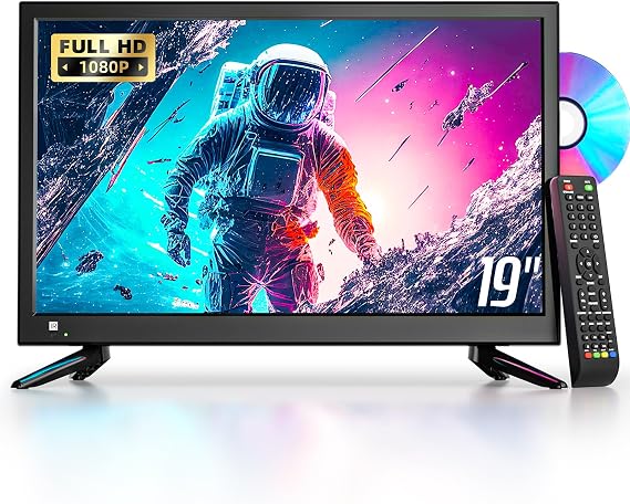 Desobry 19 inch Small TV Built-in DVD Player