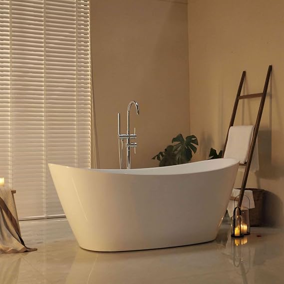67" Luxury Freestanding Bathtub - Deep Soak Acrylic Tub