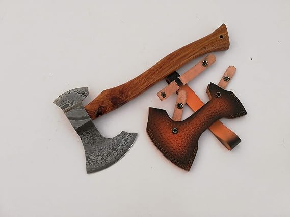 Handmade Damascus Steel Viking Camping Axe Wooden Handle 668
