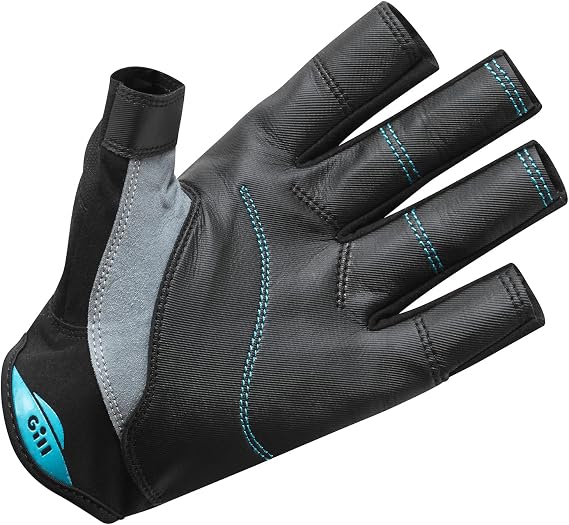 Gill Championship Sailing Gloves - Short Finger with 3/4 Length Fingers- Dura-Grip Fabric 50+ UV Sun Protection & Water Repellent