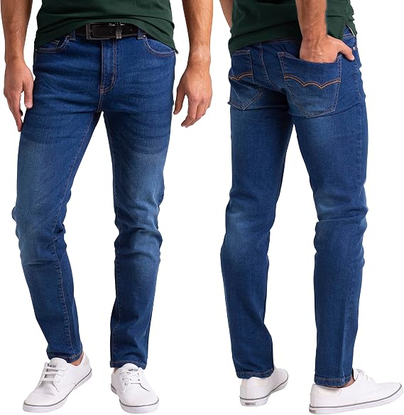 WESTACE Mens Denim Pants Straight Fit Cotton Classic Straight Essential Comfort Flex Jeans Pants 28W-40W