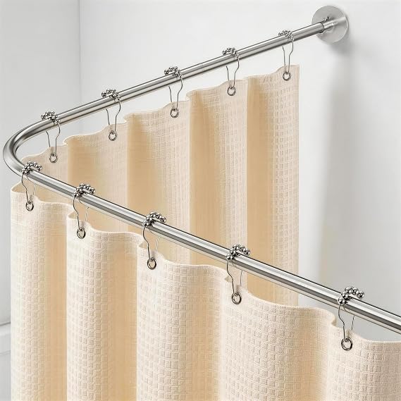 KINGSOW L-Shaped Shower Curtain Rail: Adjustable 90-130 x 90-130 cm, Silver