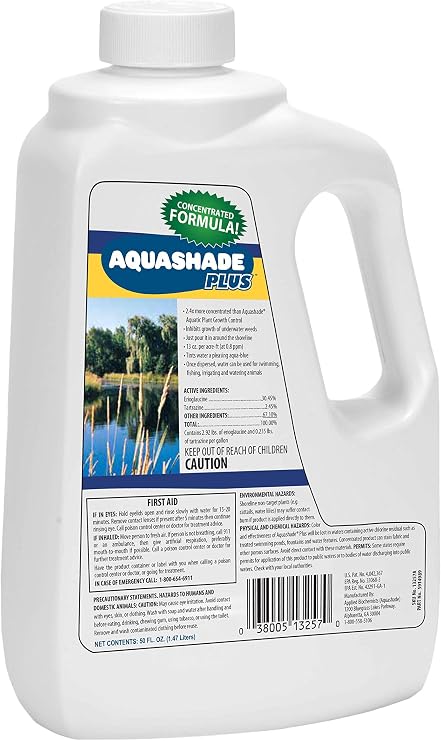 Aquashade Plus- Pond Colorant, 50 oz. EPA-Approved Blue Dye for Weed & Algae Suppression | Eco-Friendly, Non-Toxic, and Safe for Aquatic Life, Livestock, and Wildlife