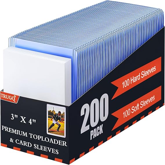 3"x4" Toploaders Card Protectors,100 Hard Holders + 100 Soft Sleeves