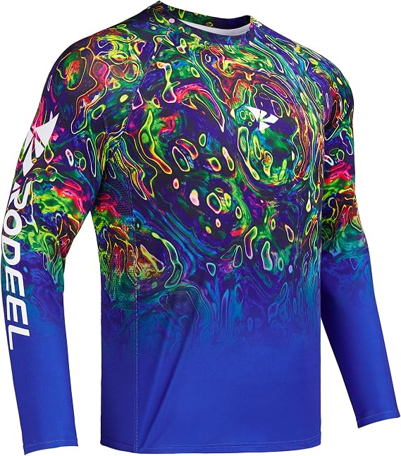 Rodeel Mens Loose-Fit Fishing T-Shirt Vented River Bluff Performance Long Sleeve Shirt UPF 50 Sleeve