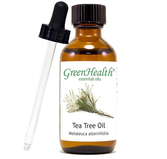 Tea Tree Essential Oil 2 fl oz (59 ml) Glass Bottle w/Glass Dropper 100% Pure Essential Oil GreenHealth