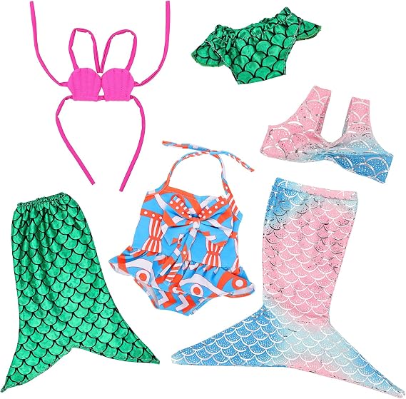 18 Inch Doll Clothes 3 Sets Princess Mermaid Tail Outfits Swimsuit Bikini