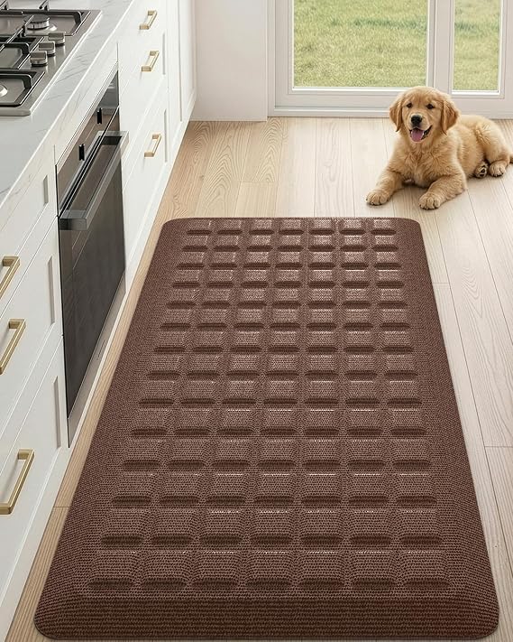 Color&Geometry Kitchen Floor Mat 20x39 Extra Thick Anti Fatigue, Brown