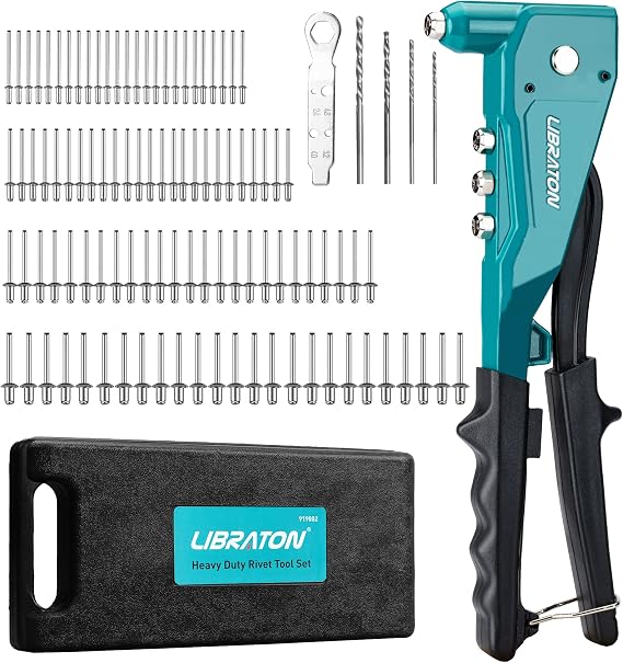 LIBRATON Heavy Duty Rivet Gun, Pop Rivet Gun Set, Professional Hand Riveter