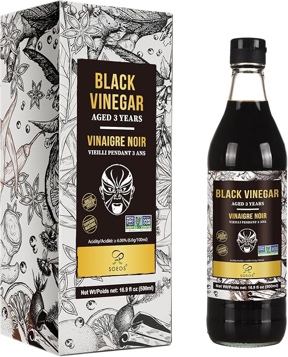 Soeos Chinkiang Vinegar, 16.9 fl oz (500ml), 3 Years Aged Black Vinegar