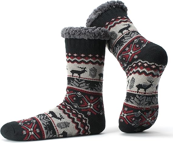 The Metluks Men's Slipper Socks Warm Sherpa Lined Non Slip Cozy Gifts