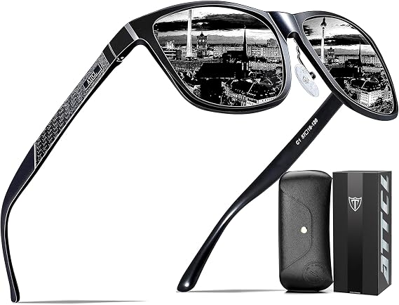 ATTCL Polarised Sunglasses Mens Square AL-MG Metal Frame UV400 for Driving