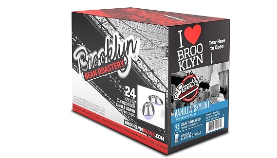 Brooklyn Beans Flavored Coffee Pods Compatible with K Cup Brewers Including 2.0, Vanilla Skyline, 24 Count
