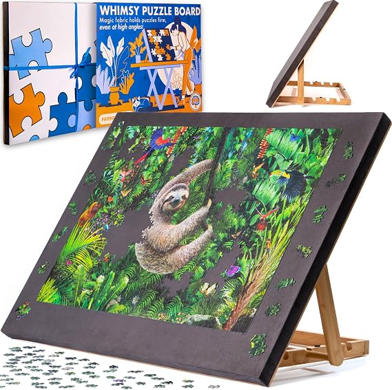 The Grippy Large Jigsaw Puzzle Board by The Puzzled Tree 1500 Piece 34.2" x 25" Patent Pending Fabric, Back Support Puzzle Easel Tilting Puzzle Board Non-Slip Surface, Jigsaw Puzzle Table Adults