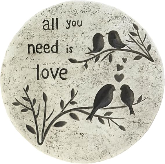 Zingz & Thingz Outdoor Garden Collection Colorful Stepping Stone, 9.75x9.75x0.75, All You Need is Love