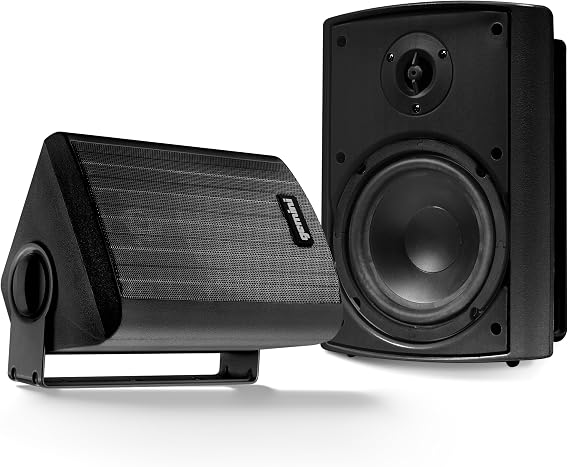 Gemini Outdoor Bluetooth Speakers, Daisy-Chain Pair, Wall-Mount, 6.5"