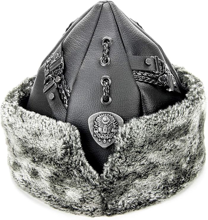 ihvan online Turkish Ottoman Bork Hat, Ertugrul Faux Leather Fur Winter Cap